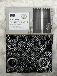 Black Chicago metallic sheer curtain